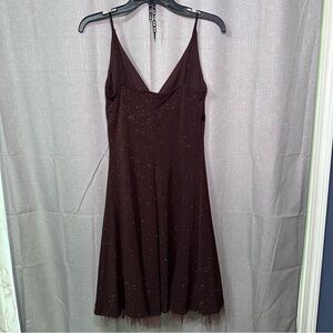 Vintage Y2K City Triangles Brown Sparkle Dress - Size Medium